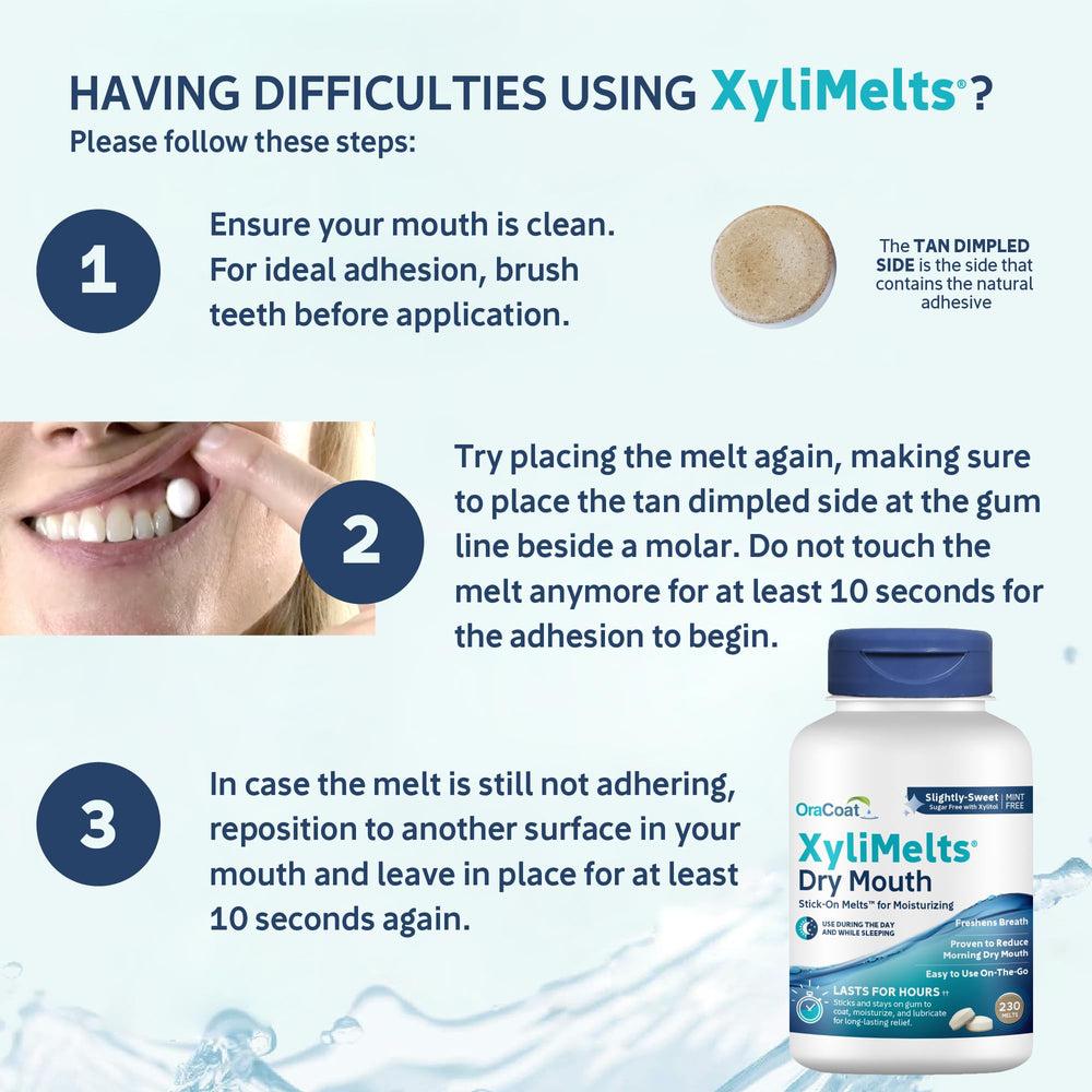 Close-up of XyliMelts disc slowly dissolving on gum
