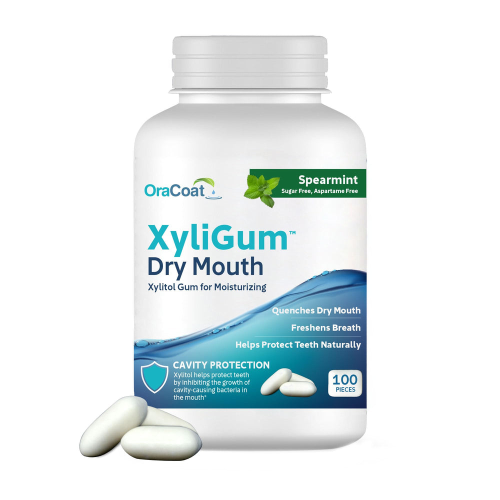 OraCoat XyliGum Dry Mouth Sugar Free Gum Spearmint – 100 Count bottle