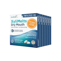 Close-up of XyliMelts adhering to gums