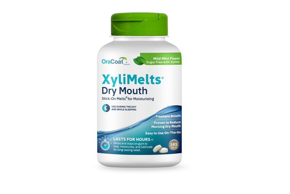 OraCoat XyliMelts dry mouth discs adhering to gum