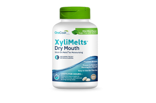 OraCoat XyliMelts dry mouth discs adhering to gum