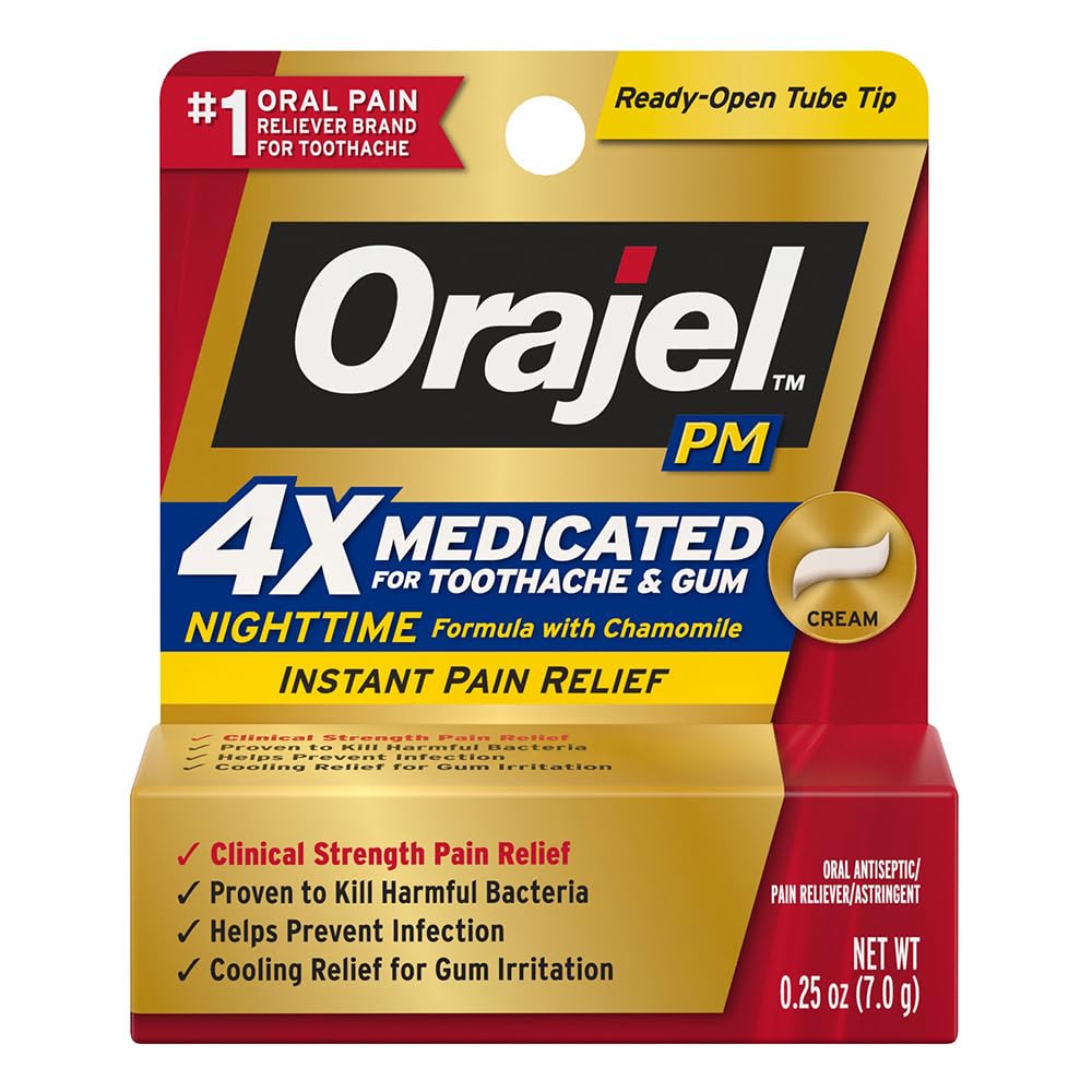 Orajel Maximum Strength Nighttime Toothache Pain Relief Cream tube 0.25 oz
