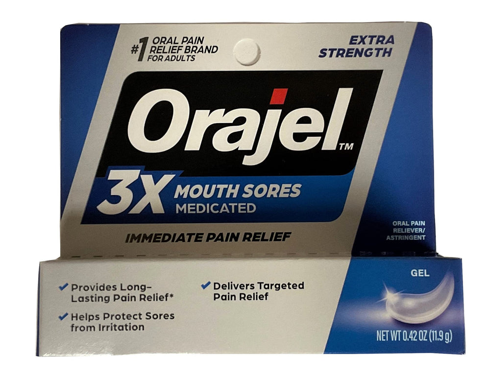 Orajel packaging showing 2-pack and tubes