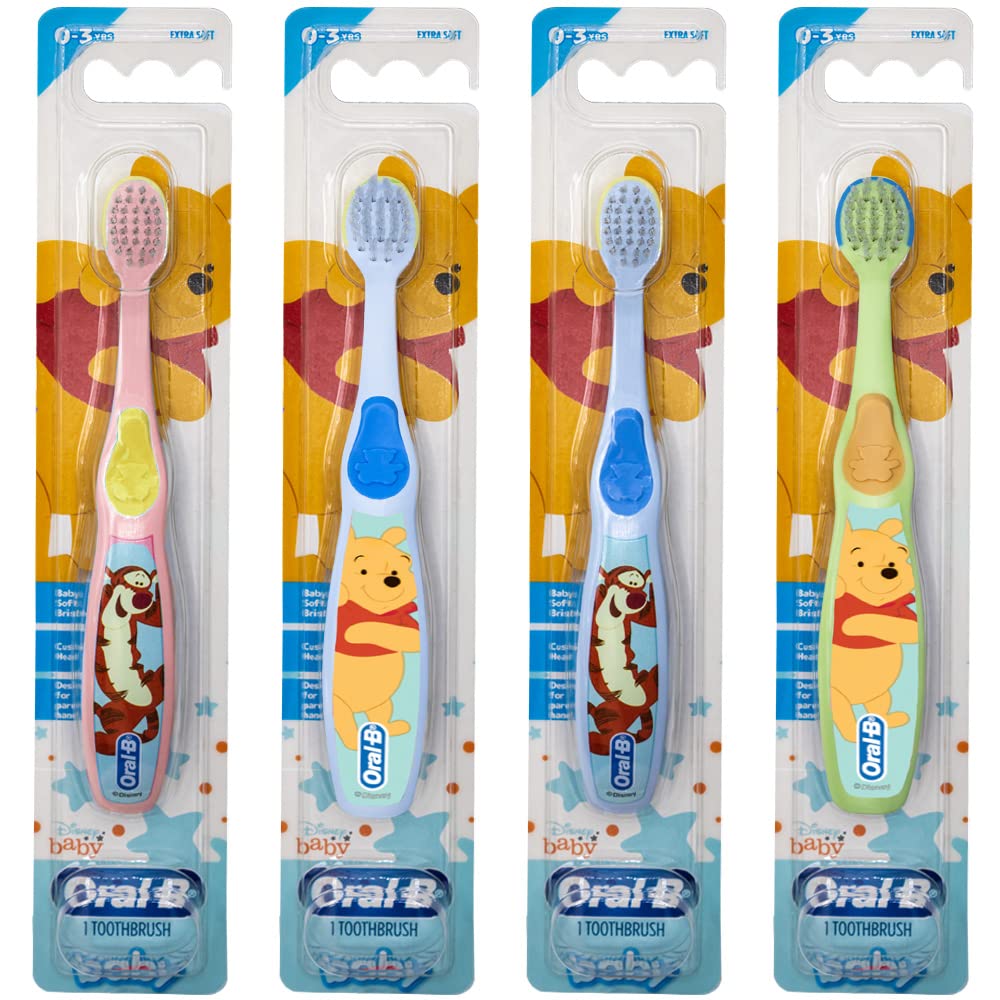 Oral-B Baby Pooh toothbrush front view in pack of 4