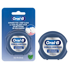 Close-up of mint-flavored expandable floss