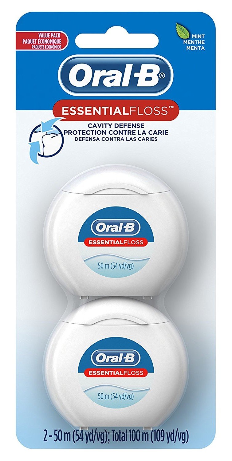 Packaging and product label of Oral-B 54 Yards Mint Floss Twin Pack (6 Pack)