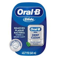 Front view of Oral-B Glide Deep Clean Cool Mint Dental Floss 40m packaging