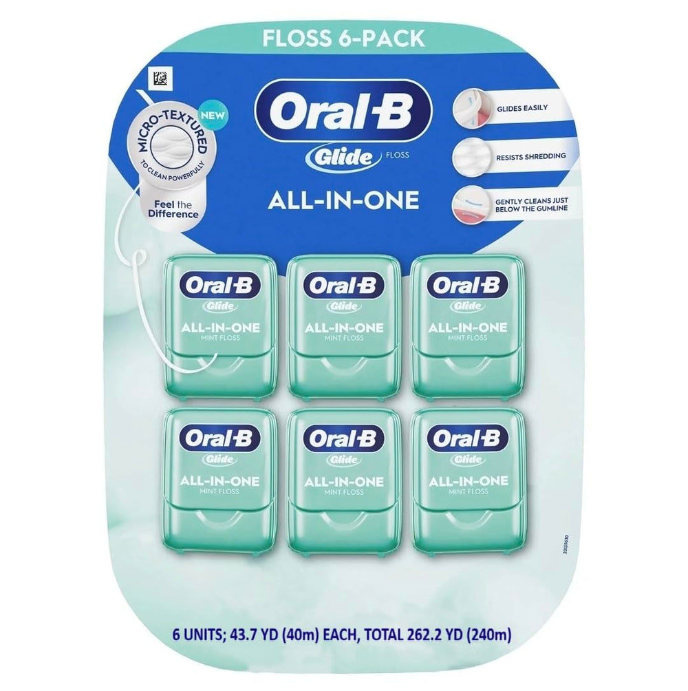 Oral-B Glide All-In-One Mint Dental Floss Pack of 6 - 48 Yards Each