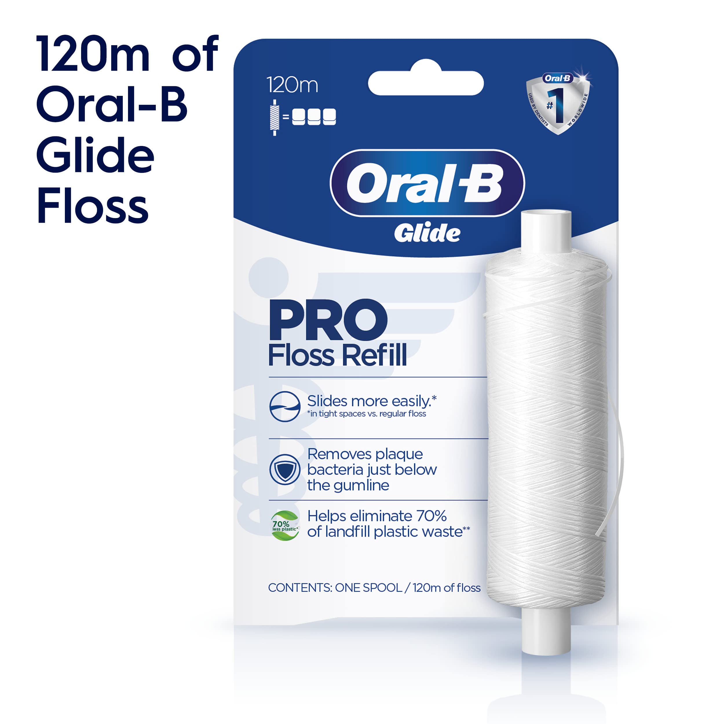 Floss being used between teeth with Glide PRO