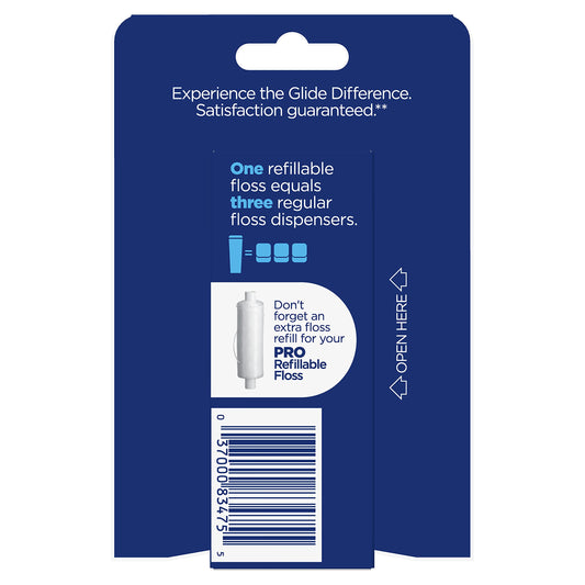 Close-up of Glide PRO floss being dispensed from reusable case