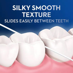 Floss removes plaque and food debris between teeth