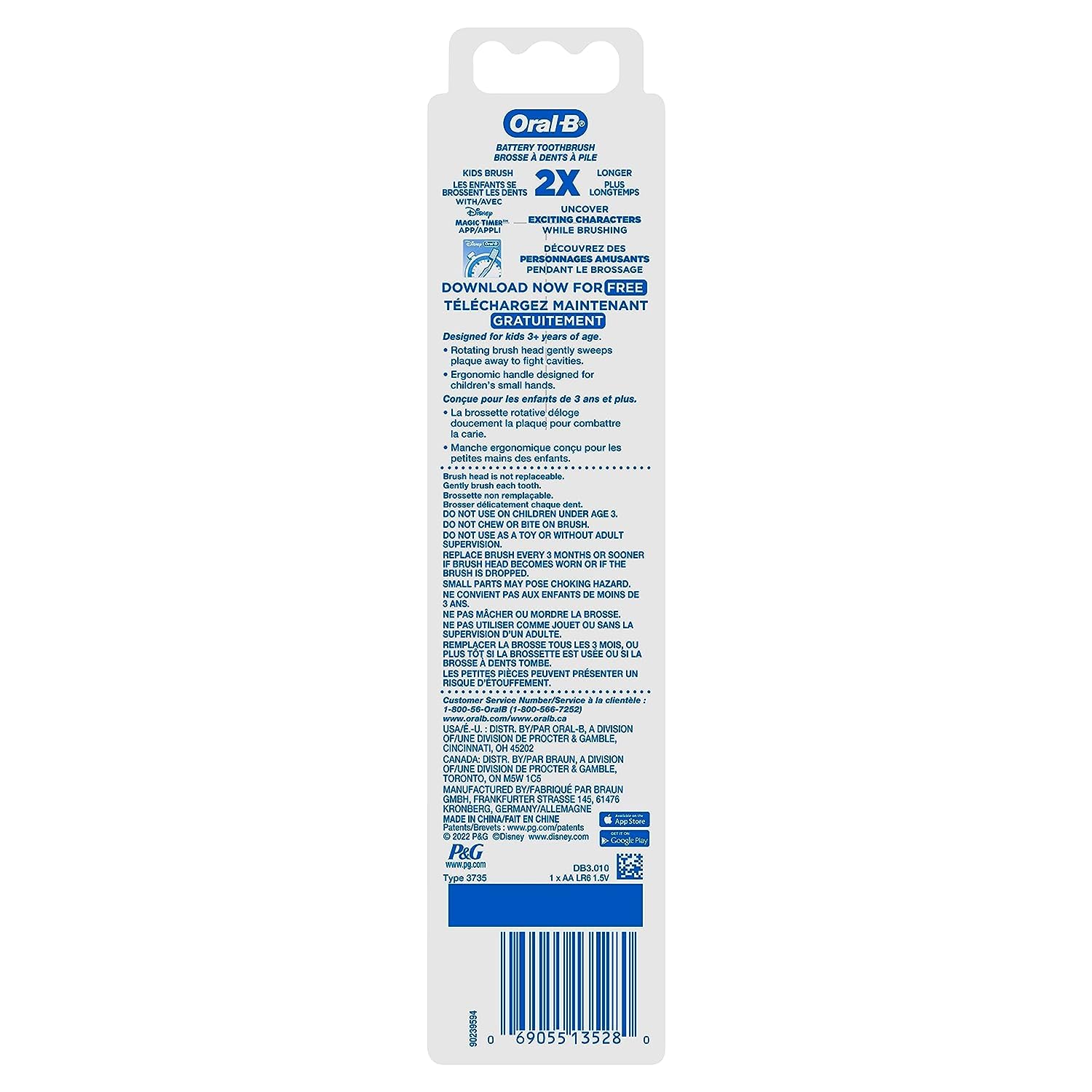 Child brushing teeth with Mickey Mouse Oral-B toothbrush