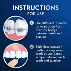 Using Oral-B Threader Floss to clean around braces