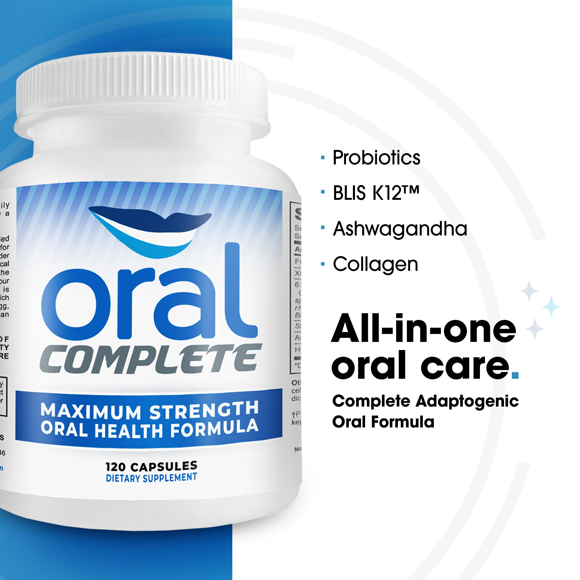 Product label for Oral Complete 11-in-1 Dental Probiotics