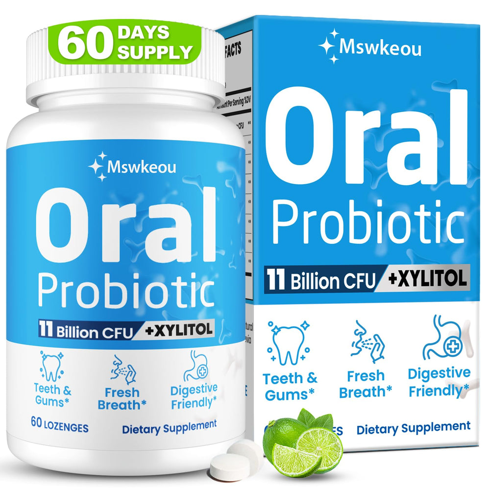 Bottle of oral probiotics showing 11 billion CFU per serving