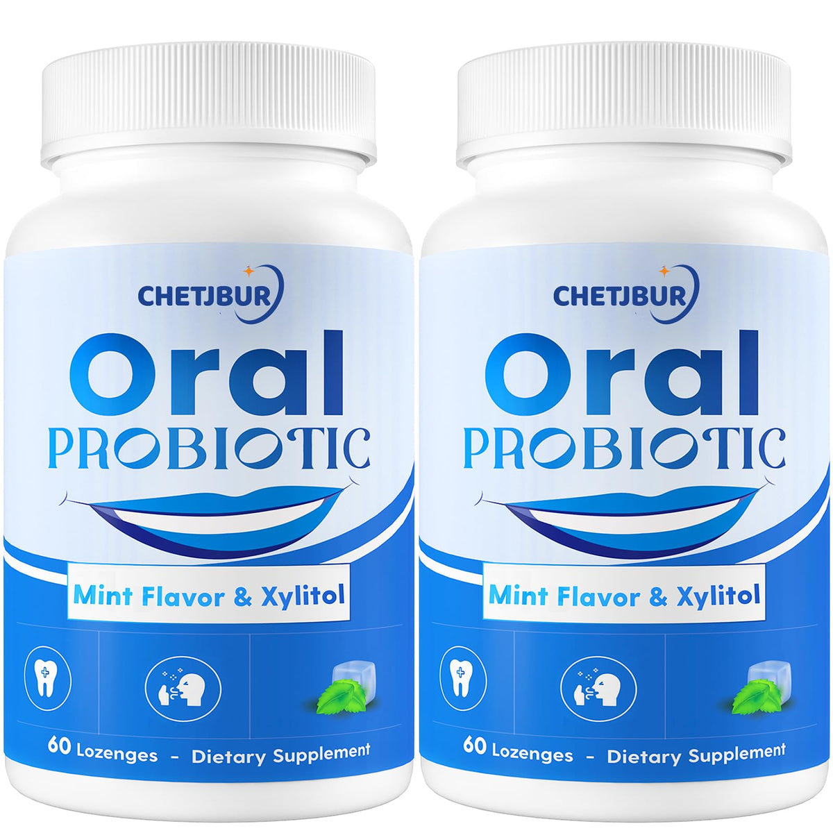 Front view of Oral Probiotics bottle with M18 and A12