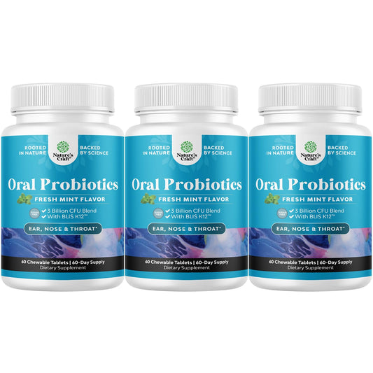 Front view of Minty Fresh BLIS K12 oral probiotic lozenges 3-pack
