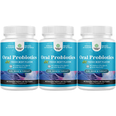 Front view of Minty Fresh BLIS K12 oral probiotic lozenges 3-pack