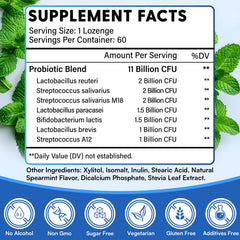 Mint-flavored probiotic lozenges bottle with 60-count