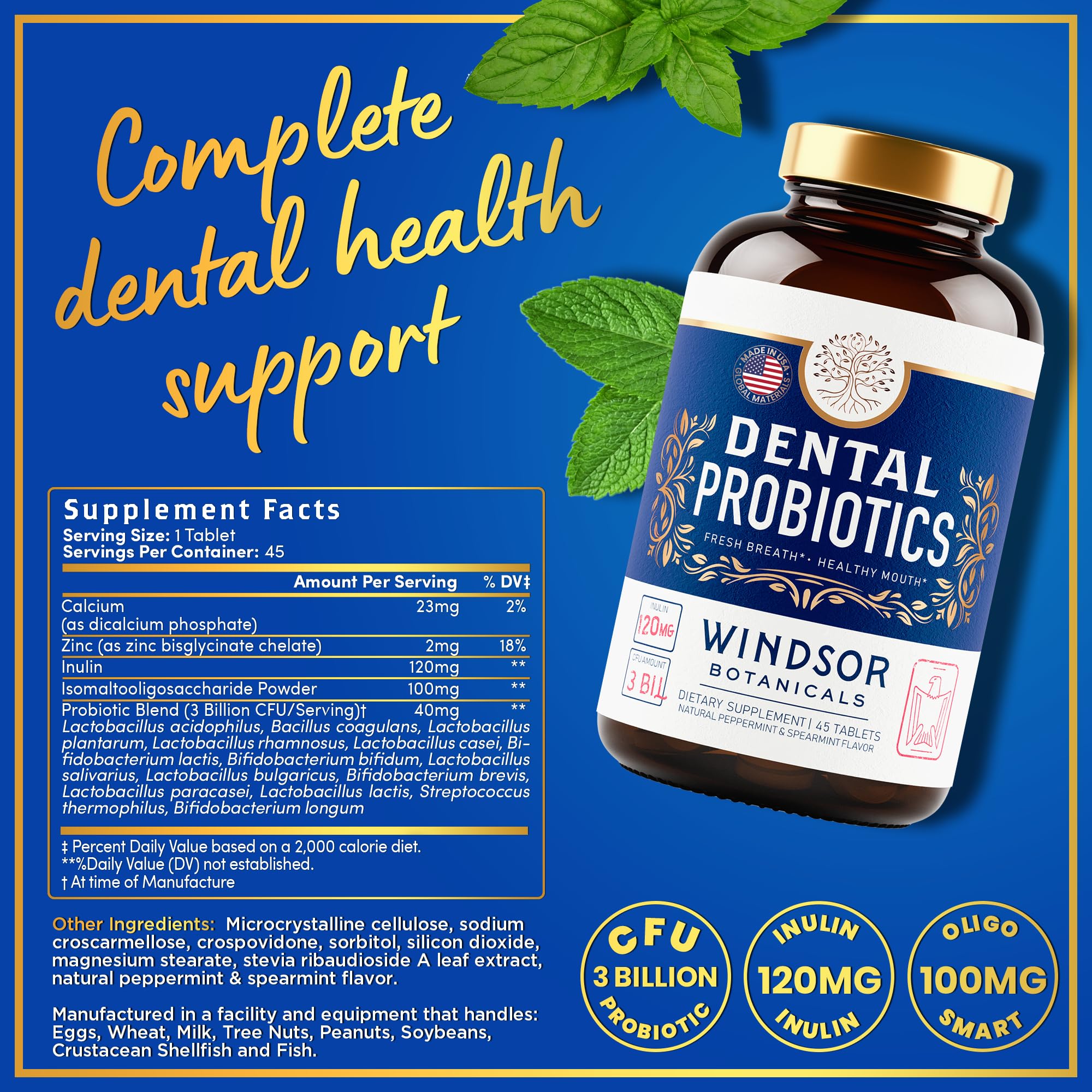 Packaging with probiotic tablets arranged nearby