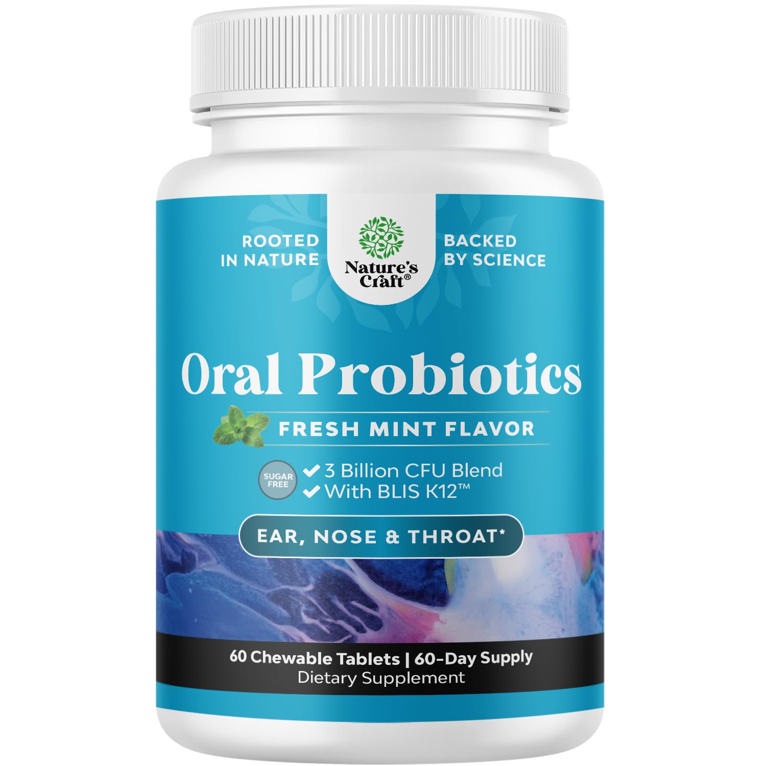 Oral probiotics for teeth and gums - BLIS K12 mint lozenges 60-count package