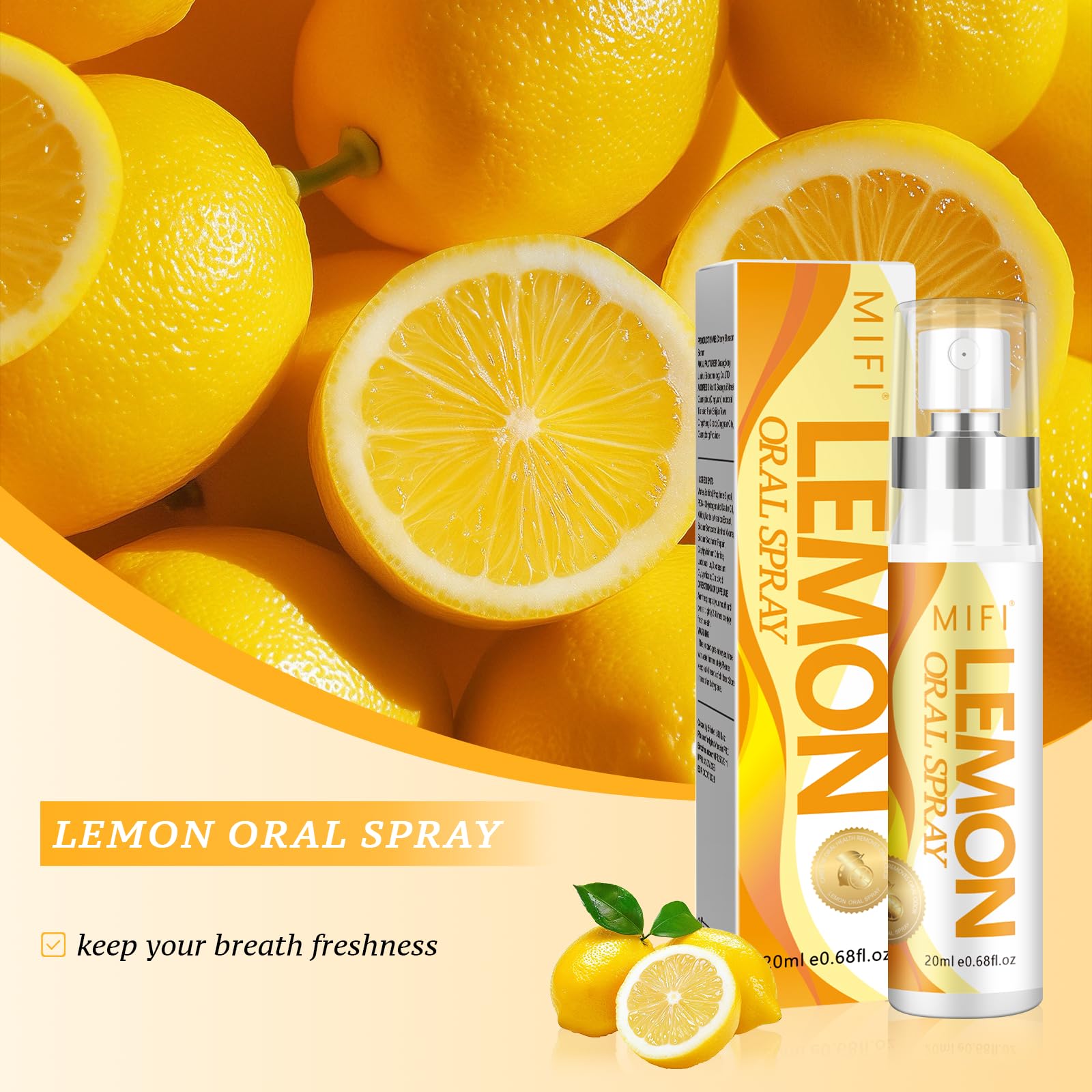 Back of lemon flavor spray bottle with information
