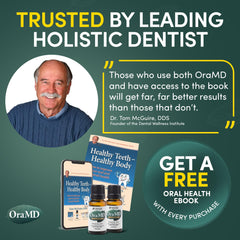 Two-pack OraMD Tooth Oil bottles for home or travel