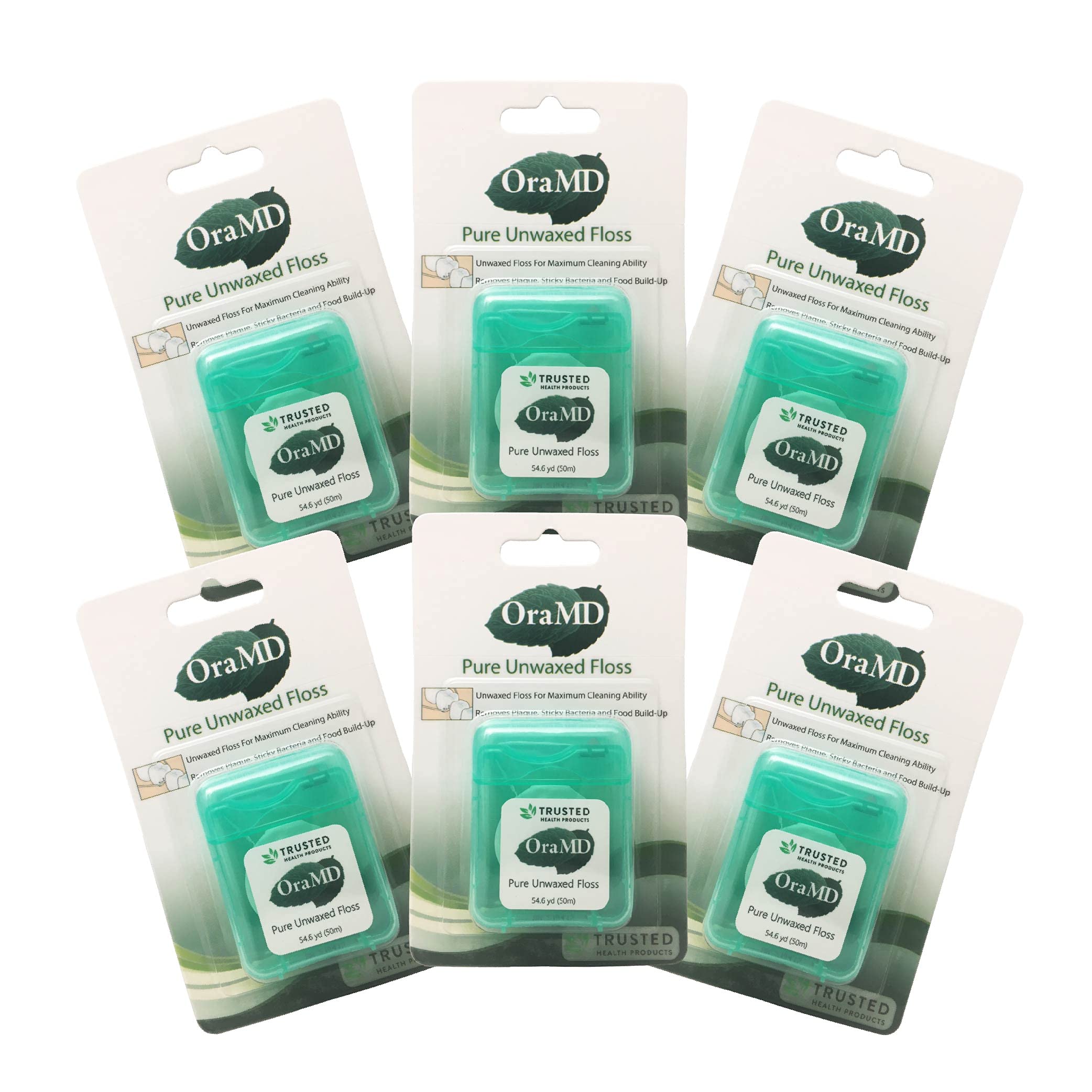 OraMD Pure Unwaxed Dental Floss, 54.6 Yards, 6-pack
