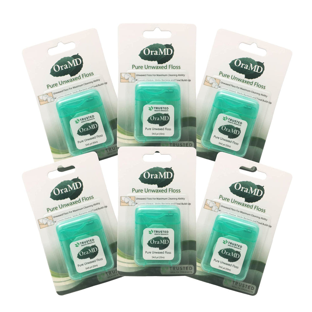 OraMD Pure Unwaxed Dental Floss, 54.6 Yards, 6-pack