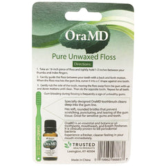 Packaging of OraMD Oral Care Pure Unwaxed Dental Floss 6-pack