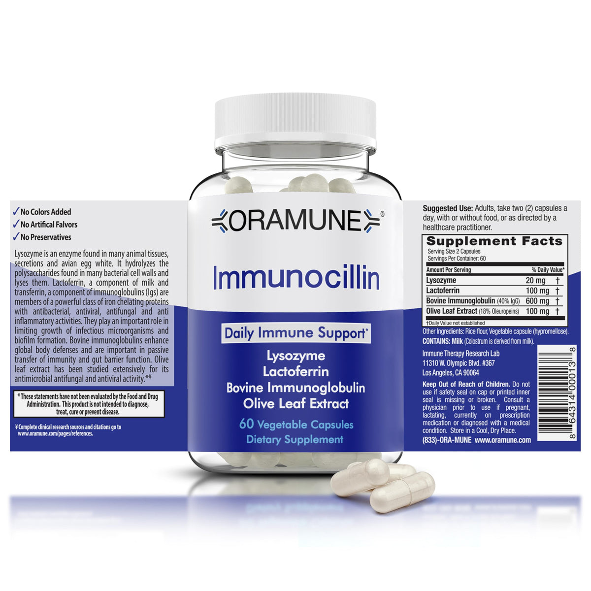 Oramune support supplement bottle on white background