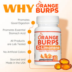 Orange Burps gluten-free label on bottle for inclusive dietary options