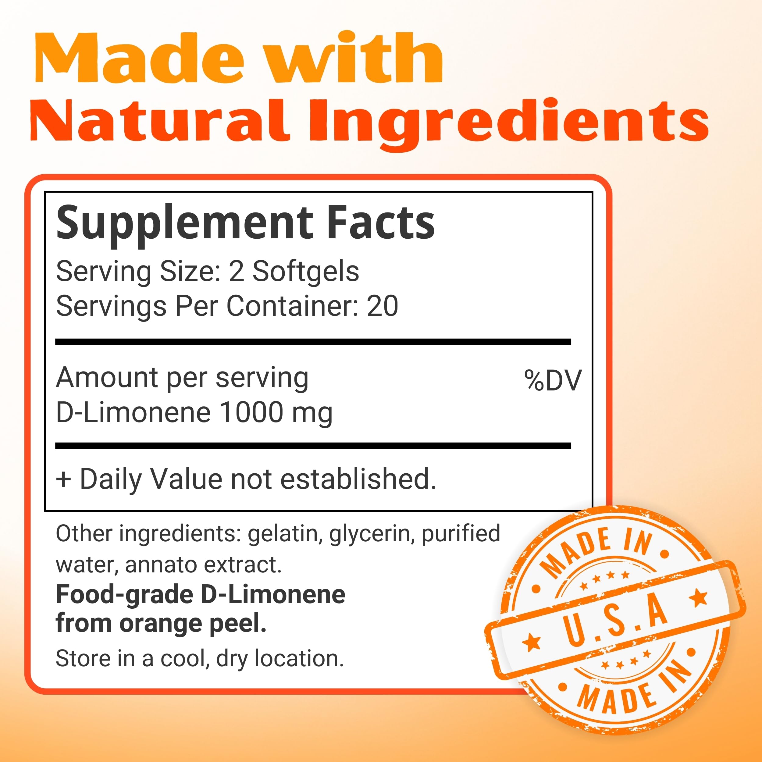 Orange Burps orange-peel oil ingredient close-up for natural stomach support