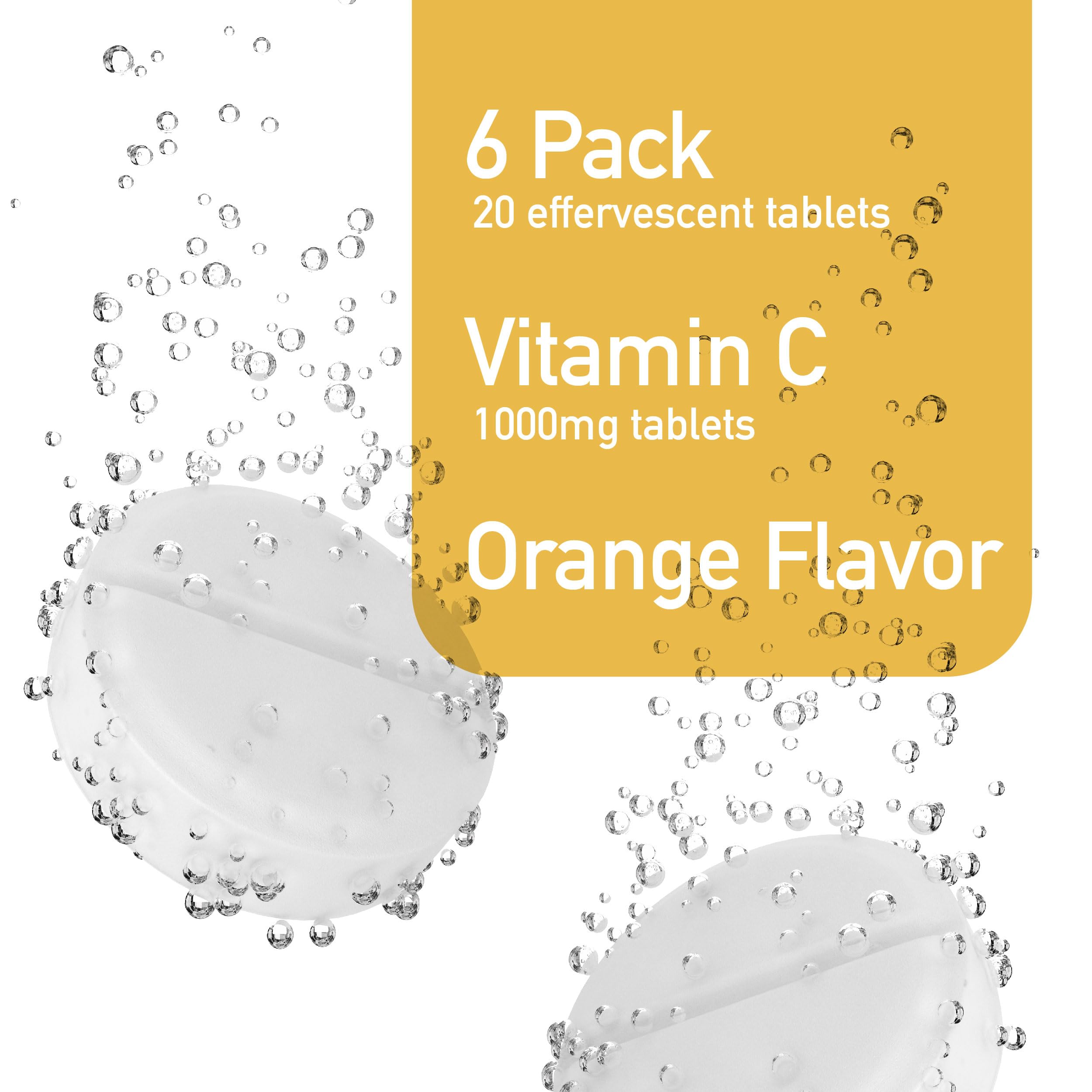 Close-up of an effervescent Vitamin C tablet