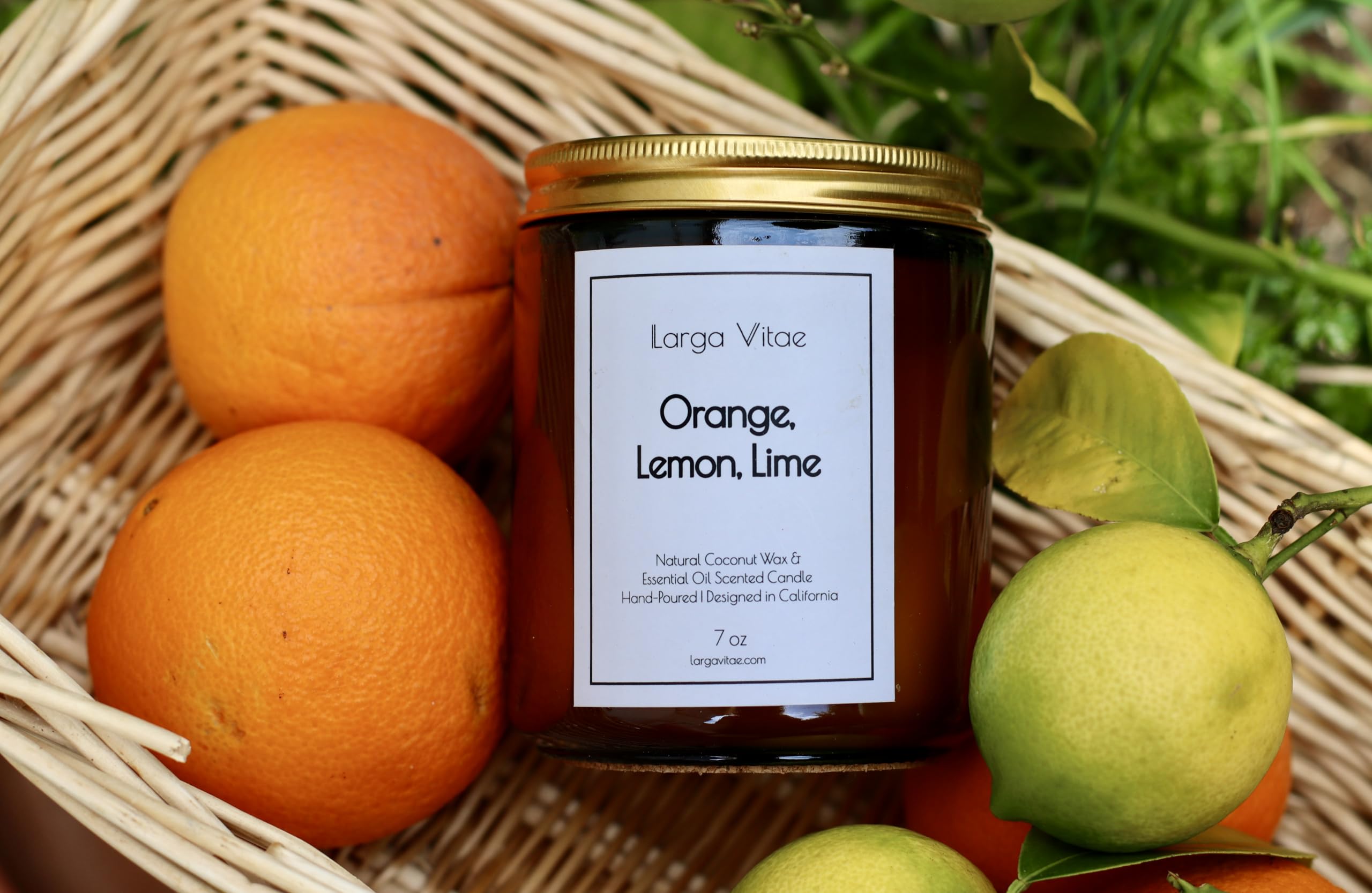 Vegan coconut wax candle with orange-lemon-lime fragrance