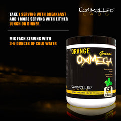 Nutrition and ingredient panel for Orange Oximega Greens