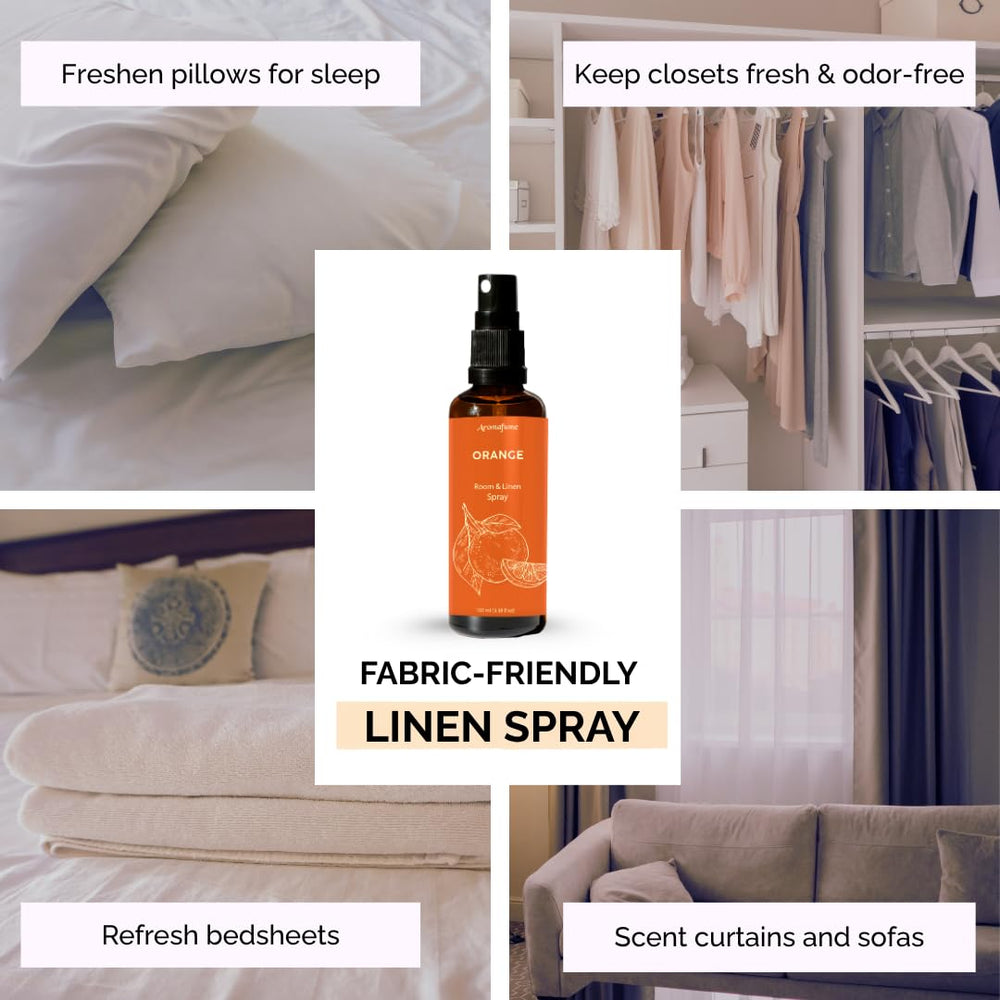 Linen spray being used on bed linens