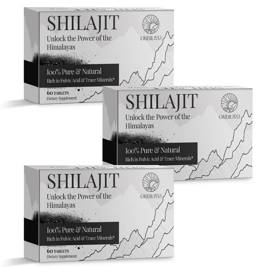 ORBILIVE 30,000 mg Shilajit tablets on hero image