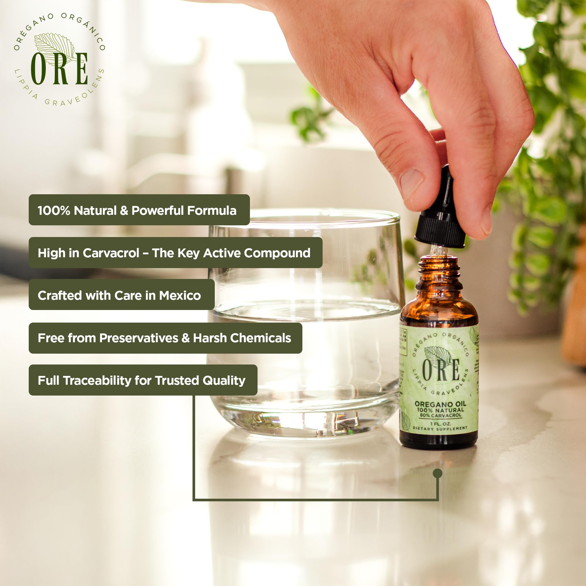 Oregano oil with 80% carvacrol content visualization