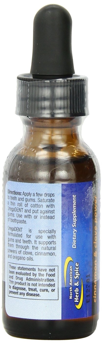 Back view with nutritional facts for Orega Dent bottle