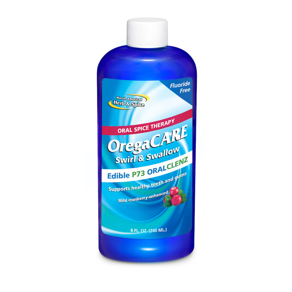 Product photo: OregaCare Swirl & Swallow Cranberry 8 oz bottle front