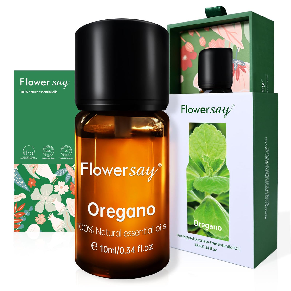 FLOWERSAY Oregano Essential Oil 0.34oz bottle with label