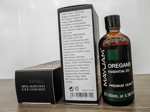 Assorted MAYJAM essential oils including oregano