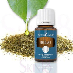 Close-up of oregano essential oil label