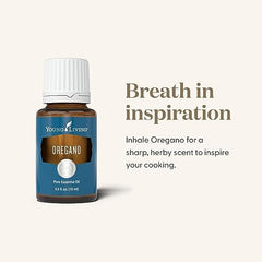 Oregano essential oil bottle on white background