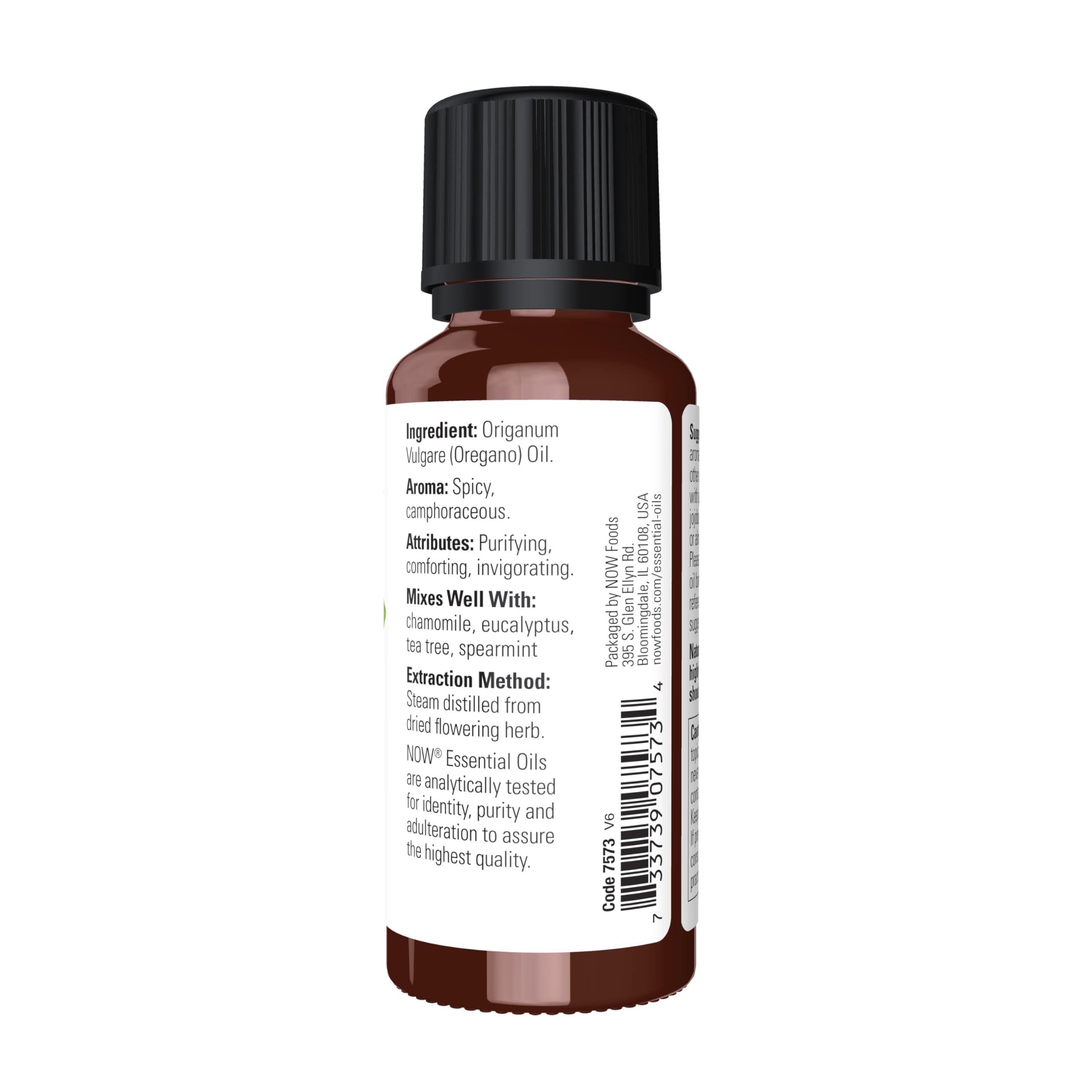 Steam-distilled oregano oil bottle with cap
