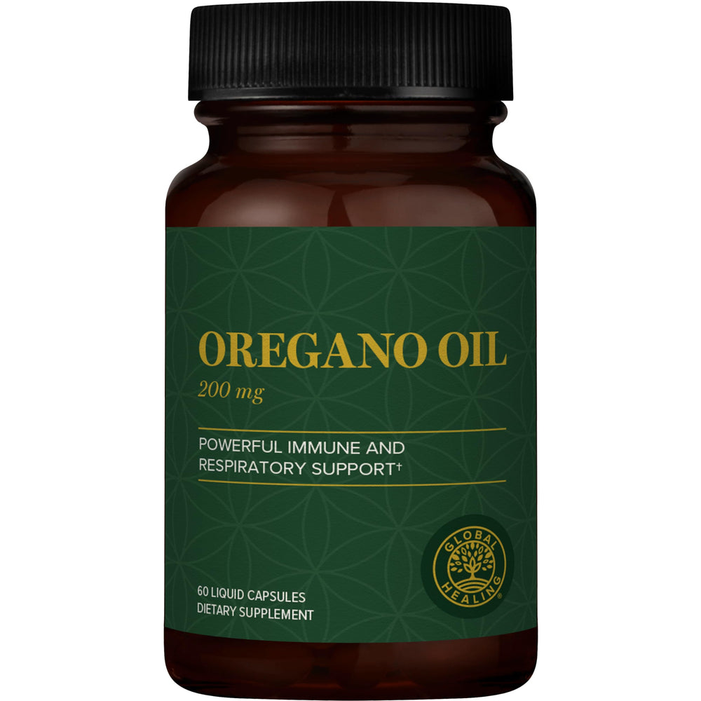 Global Healing Center oregano oil capsules bottle and packaging