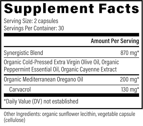 60 count oregano oil capsules package