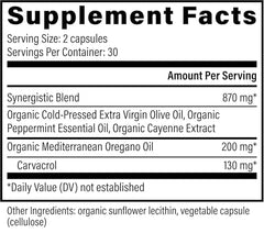 60 count oregano oil capsules package