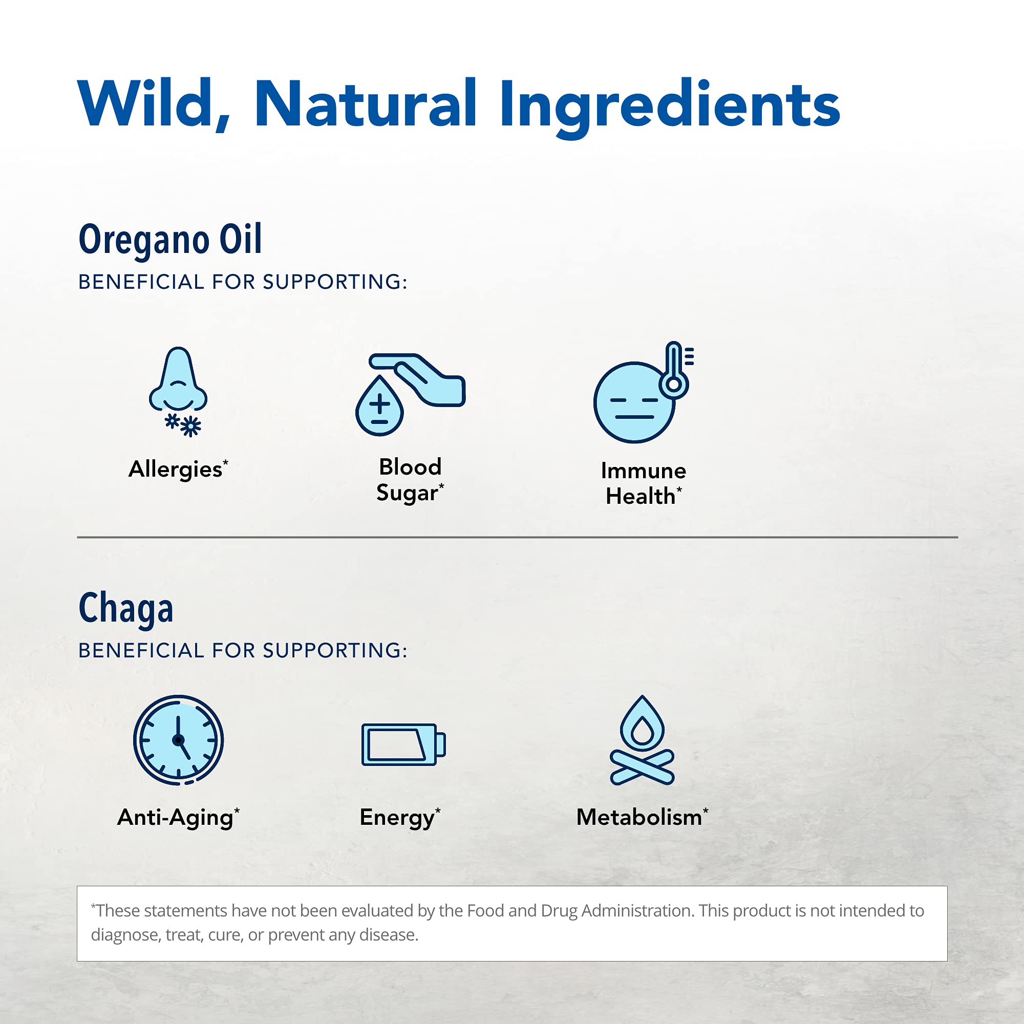Chaga mushroom, birch bark, and oregano oil blend
